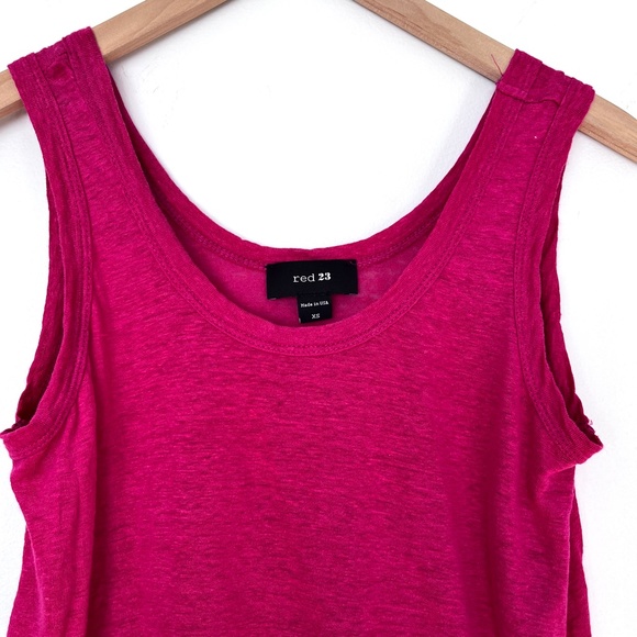 Red23 Pink Linen Tank Top with Asymmetrical Twist Hem - Picture 6 of 8